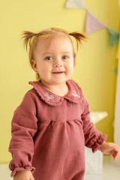 Kız Bebek Yakalı Bordo Tulum (3-24ay) - 2