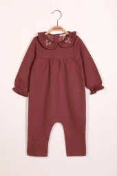Kız Bebek Yakalı Bordo Tulum (3-24ay) - 3