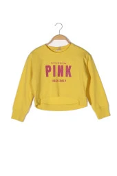 Kız Çocuk Baskılı Crop Sweatshirt - 4