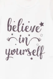 Kız Çocuk Believe in Yourself Baskılı Beyaz T-Shirt (5-12yaş) - 2