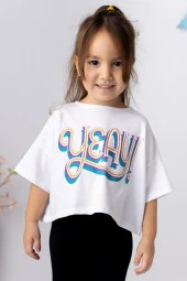 Kız Çocuk Basic Crop Tshirt - 2