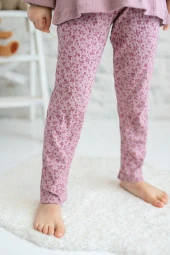 Kız Çocuk Çiçekli Cep Kapak Detaylı Bluz ve Tayt Takım (2-7yaş) - 3