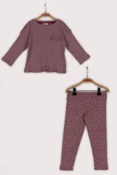 Kız Çocuk Çiçekli Cep Kapak Detaylı Bluz ve Tayt Takım (2-7yaş) - 4