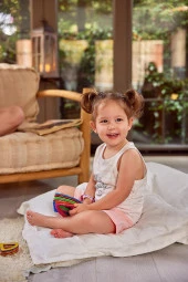 Kız Çocuk Atlet ve Şort Pijama Takımı - 1