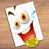 Komik Gülen Surat -Emoji Çocuklara Özel Puzzle Yapboz Tablo-14005 - 1