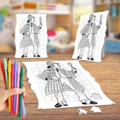 Dedektif Polis Boyama Puzzle Tablo Çocuk Eğitici Yapboz - 1
