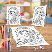 Küçük Kız - Şirin Köpek Boyama Puzzle Tablo Çocuk Eğitici Yapboz - 1