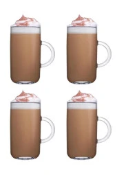 Paşabahçe iconic kulplu 4 lü latte sunum bardağı - kupa meşrubat su bardağı thumbnail 2