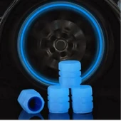 4 Adet Sibop Kapağı Fosforlu Floresan Led Pilsiz Araba Motorsiklet Bisiklet  Lastik Sibop Kapağı - 4