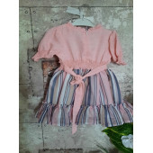 PAMPAL YARIM KOL ÇİZGİLİ TAÇLI ELBİSE - 1