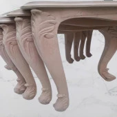 Zigon Sehpa 90366 Model Kayın Aslan Oyma Ayak Lüks 4'lü Yüksek Ayak HAM El yapım thumbnail 6