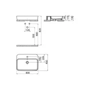 Creavit Loop Tezgah Üstü Dikdörtgen Çanak Lavabo 60 cm Beyaz LP061-00CB00E-0000 - 3