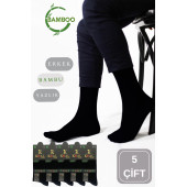 Bambu Erkek Soket Düz Uzun Çorap Klasik Yazlık Dikişsiz 5'li Premium Set - 1