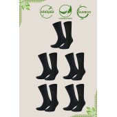 Bambu Erkek Soket Düz Uzun Çorap Klasik Yazlık Dikişsiz 5'li Premium Set - 2