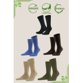 Bambu Erkek Soket Düz Uzun Çorap Klasik Yazlık Dikişsiz 5'li Premium Set - 2