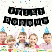 Siyah Silver İyiki Doğdun Zarflı Banner - 1