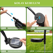 Sarı Renk 8 Dal Işık Buketi Ateş Böceği Modeli Bahçe Solar Güneş Enerjili A57 - 3