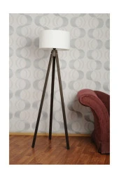 Homedit 3 Ayaklı Tripod Lambader Abajur Kumaş Başlık---beyaz-c - 1