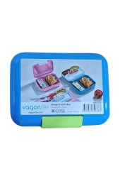 Beslenme Kutusu Çift Katlı Alt Hazne İki Bölmeli Yemek Saklama Kabı Çatal Kaşık Bıçak Set Mavi - 3