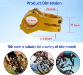 Wake Gold Bisiklet Kısa Gidon Boğazı 40mm Bisiklet Yedek Parça Aksesuarı thumbnail 7