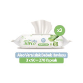 Baby Turco Softcare Aloea Vera Islak Havlu Mendil  3x90  270 Yaprak - 1
