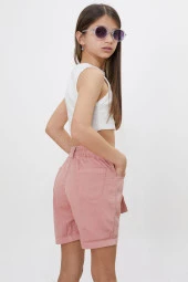 Pembe Beli Lastikli Kuşaklı Kız Çocuk Şort 18480 - 5