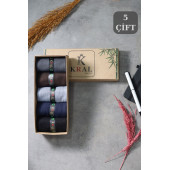 Bambu Erkek Çorap Klasik Soket Düz Uzun Yazlık Dikişsiz 5'li Kutulu Premium Set - 1