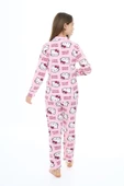 Kız Çocuk Kedi Baskılı Pijama Takımı 7-16 Yaş 0150 thumbnail 12