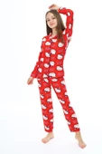 Kız Çocuk Kedi Baskılı Pijama Takımı 7-16 Yaş 0150 thumbnail 6