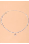 Kalp Detaylı Kristal Taşlı Rhinestone Kalpli Kolye - 2
