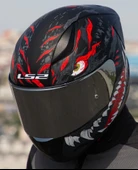 LS2 Rapıd 2 Race Kaıju Fullface Motosiklet Kaskı Gri Camlı thumbnail 2