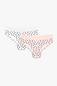 Pembe Beyaz Beli Dantelli 2li Hipster Külot thumbnail 6