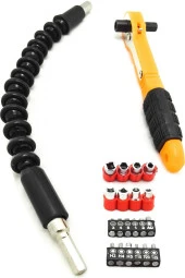 JIA LONGMobee Jia Long Jl-1017 22 Parça Tornavida Seti Esnek Kıvrılır Cırcır Kollu Lokma Seti Bits Uçlu - 1