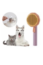 Pet BrushKabak Tasarım Tuşlu Otomatik Temizlenen Kedi Köpek Tüy Toplayıcı Tarak - 6