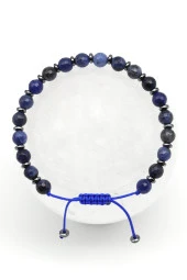 Dumortiorite Doğal Taş Makrome Örme Bileklik Fasetli Küre Kesim thumbnail 1