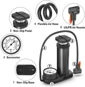 XBYC 9022 Göstergeli Mini El Ve Ayak Şişirmeli Bisiklet Pompası Yüksek Basınçlı Pompa - 6