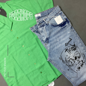 POİSHOPS Baggy Fit Jean Erkek Buz Mavi Baskılı - 2