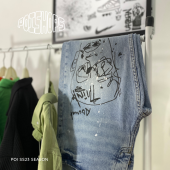POİSHOPS Baggy Fit Jean Erkek Buz Mavi Baskılı - 3