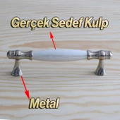 Gerçek Sedef Kulpu Beyaz 128 Mm Mobilya Çekmece Dolap Mutfak Dolabı Kapak Kulbu Kulpları Kulpu thumbnail 2
