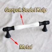 Gerçek Sedef Kulpu Siyah 128 Mm Mobilya Kulpları Kulpu Çekmece Dolap Mutfak Dolabı Kapak Kulbu - 2