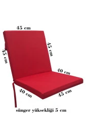 Mi̇rzade 4 Adet Eli̇t Su Geçi̇rmez Yüksek Arkali Mi̇nder-Kirmizi | 4’lü Su Geçirmez Yüksek Arkalı Sandalye Minderi – Fermuarlı thumbnail 7