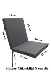 Mi̇rzade 4 Adet Eli̇t Su Geçi̇rmez Yüksek Arkali Mi̇nder-Koyu Gri̇ | 4’lü Su Geçirmez Yüksek Arkalı Sandalye Minderi – Fermuarlı thumbnail 7