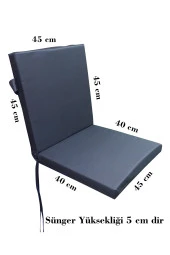 Mi̇rzade 4 Adet Eli̇t Su Geçi̇rmez Yüksek Arkali Mi̇nder-Si̇yah | 4’lü Su Geçirmez Yüksek Arkalı Sandalye Minderi – Fermuarlı thumbnail 7