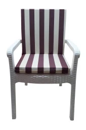 Mi̇rzade 4 Adet Eli̇t Su Geçi̇rmez Yüksek Arkali Mi̇nder-Bordo/Krem | 4’lü Su Geçirmez Yüksek Arkalı Sandalye Minderi – Fermuarlı thumbnail 1