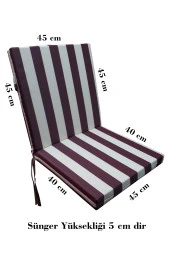 Mi̇rzade 4 Adet Eli̇t Su Geçi̇rmez Yüksek Arkali Mi̇nder-Bordo/Krem | 4’lü Su Geçirmez Yüksek Arkalı Sandalye Minderi – Fermuarlı thumbnail 7