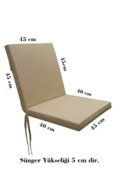 Mi̇rzade 4 Adet Eli̇t Su Geçi̇rmez Yüksek Arkali Mi̇nder-Açik Bej | 4’lü Su Geçirmez Yüksek Arkalı Sandalye Minderi – Fermuarlı thumbnail 7