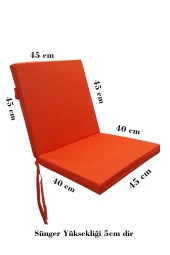 Mi̇rzade 4 Adet Eli̇t Su Geçi̇rmez Yüksek Arkali Mi̇nder-Turuncu | 4’lü Su Geçirmez Yüksek Arkalı Sandalye Minderi – Fermuarlı thumbnail 8
