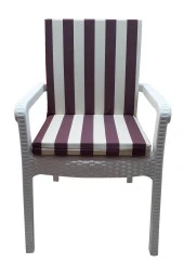 Mi̇rzade 6 Adet Eli̇t Su Geçi̇rmez Yüksek Arkali Mi̇nder-Bordo/Krem | 6’lı Su Geçirmez Yüksek Arkalı Sandalye Minderi – Fermuarlı thumbnail 1