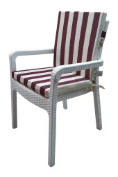 Mi̇rzade 6 Adet Eli̇t Su Geçi̇rmez Yüksek Arkali Mi̇nder-Bordo/Krem | 6’lı Su Geçirmez Yüksek Arkalı Sandalye Minderi – Fermuarlı thumbnail 3