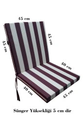 Mi̇rzade 6 Adet Eli̇t Su Geçi̇rmez Yüksek Arkali Mi̇nder-Bordo/Krem | 6’lı Su Geçirmez Yüksek Arkalı Sandalye Minderi – Fermuarlı thumbnail 7